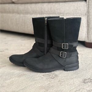 UGG Black Moto Boots with Buckles